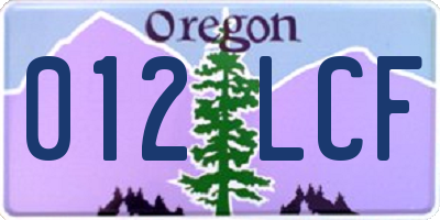 OR license plate 012LCF