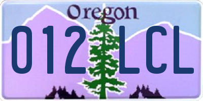 OR license plate 012LCL