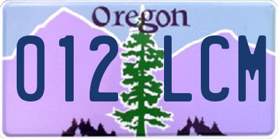 OR license plate 012LCM