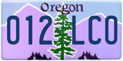 OR license plate 012LCO