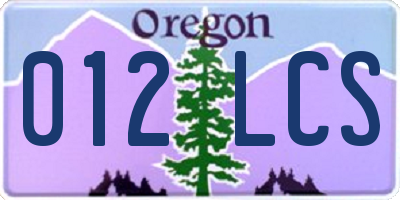 OR license plate 012LCS