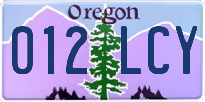 OR license plate 012LCY