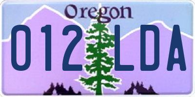 OR license plate 012LDA