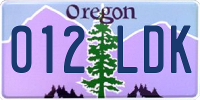 OR license plate 012LDK
