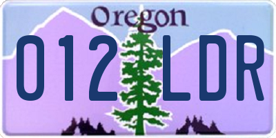 OR license plate 012LDR