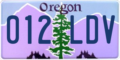 OR license plate 012LDV