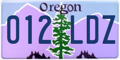 OR license plate 012LDZ