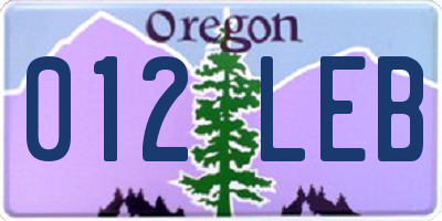 OR license plate 012LEB