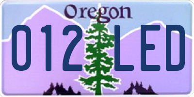 OR license plate 012LED