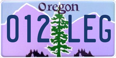 OR license plate 012LEG