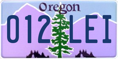 OR license plate 012LEI