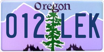 OR license plate 012LEK