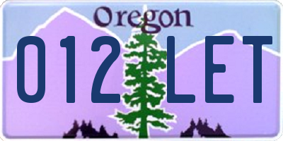 OR license plate 012LET