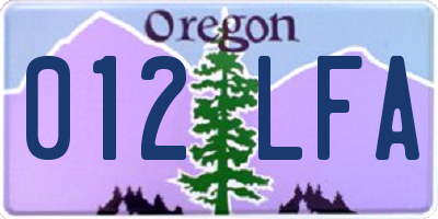 OR license plate 012LFA