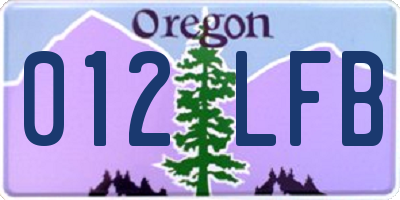 OR license plate 012LFB