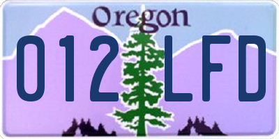 OR license plate 012LFD