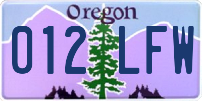 OR license plate 012LFW
