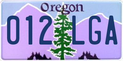 OR license plate 012LGA