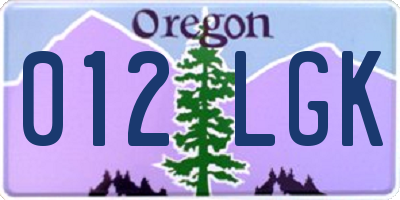 OR license plate 012LGK