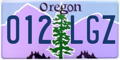 OR license plate 012LGZ