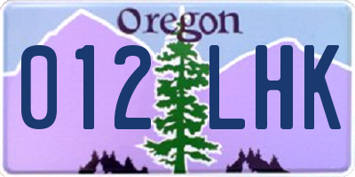 OR license plate 012LHK