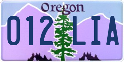 OR license plate 012LIA
