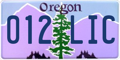 OR license plate 012LIC