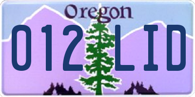 OR license plate 012LID