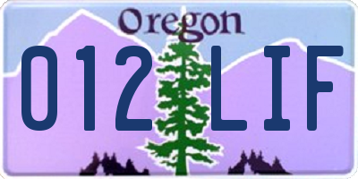OR license plate 012LIF