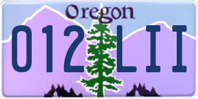 OR license plate 012LII