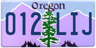 OR license plate 012LIJ