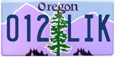 OR license plate 012LIK