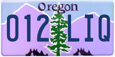 OR license plate 012LIQ