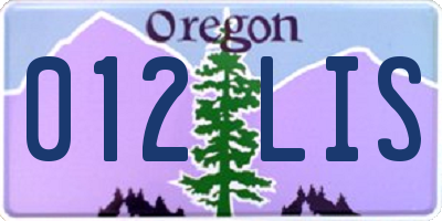 OR license plate 012LIS