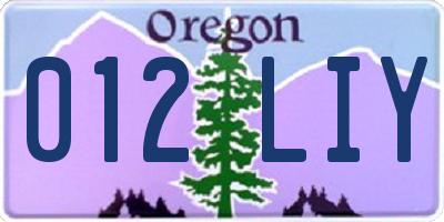 OR license plate 012LIY