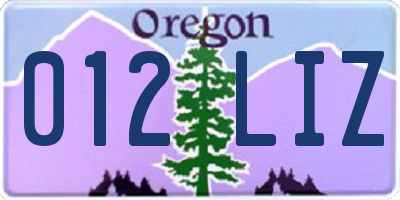 OR license plate 012LIZ
