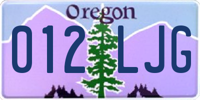 OR license plate 012LJG