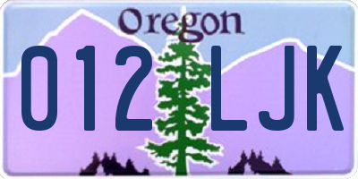 OR license plate 012LJK