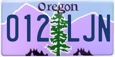 OR license plate 012LJN