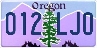 OR license plate 012LJO