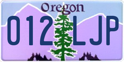 OR license plate 012LJP