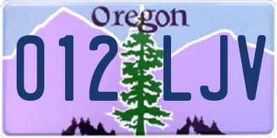 OR license plate 012LJV
