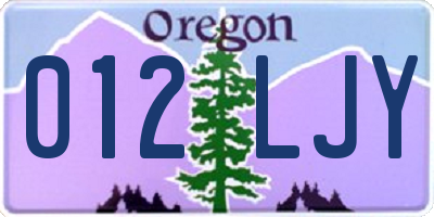 OR license plate 012LJY