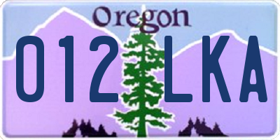 OR license plate 012LKA