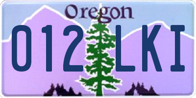 OR license plate 012LKI