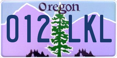 OR license plate 012LKL