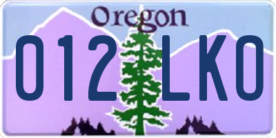 OR license plate 012LKO