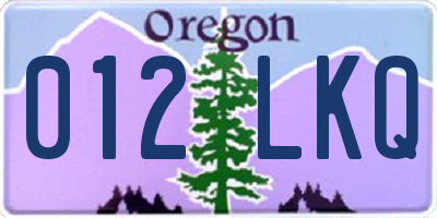 OR license plate 012LKQ