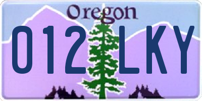 OR license plate 012LKY