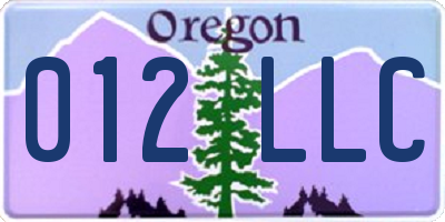 OR license plate 012LLC